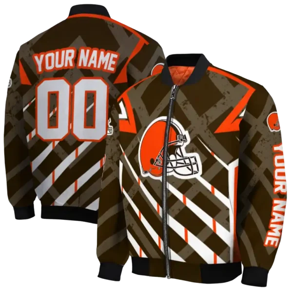 personalized cleveland browns chevron angles brown bomber jacket fashion forward