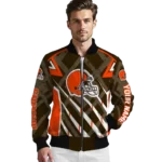 personalized cleveland browns chevron angles brown bomber jacket best selling