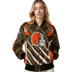 personalized cleveland browns chevron angles brown bomber jacket best selling