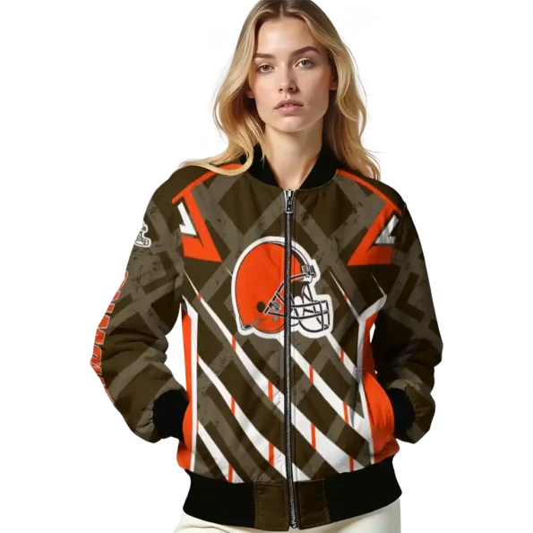 personalized cleveland browns chevron angles brown bomber jacket latest model