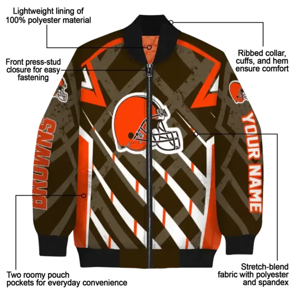 personalized cleveland browns chevron angles brown bomber jacket new arrival