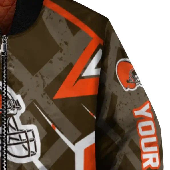 personalized cleveland browns chevron angles brown bomber jacket premium grade
