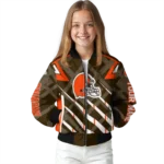 personalized cleveland browns chevron angles brown bomber jacket best selling