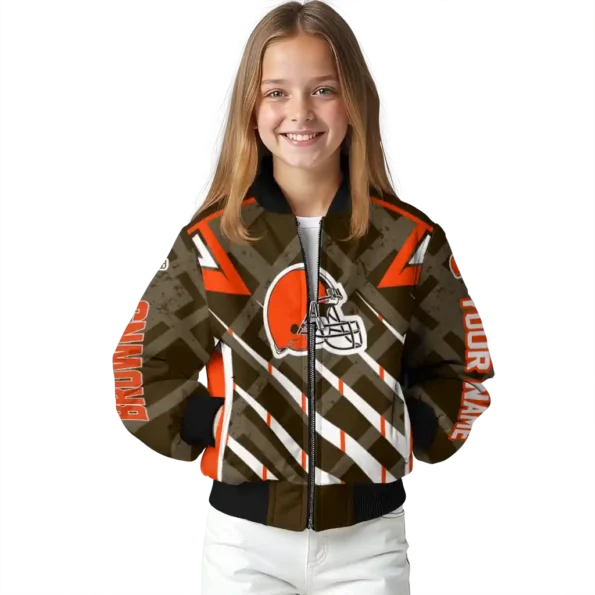 personalized cleveland browns chevron angles brown bomber jacket top rated