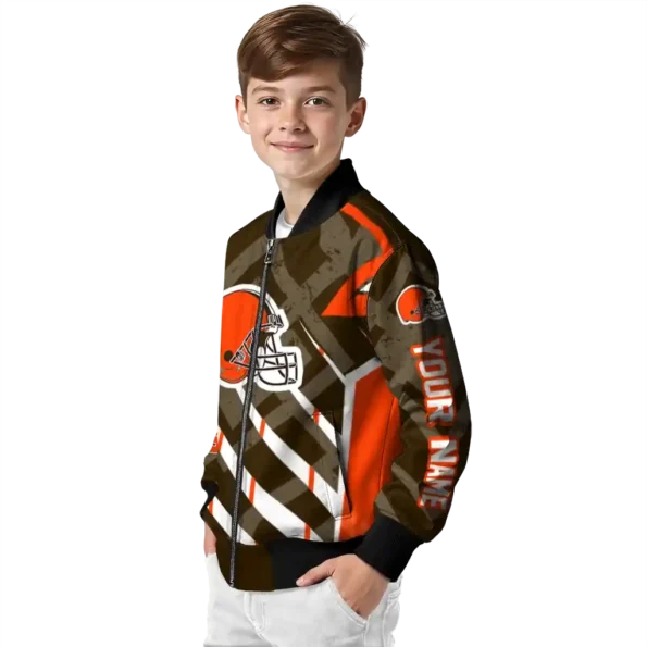 personalized cleveland browns chevron angles brown bomber jacket trendy