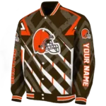 personalized cleveland browns chevron angles brown varsity jacket best selling.webp