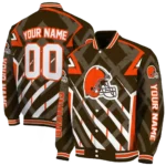 personalized cleveland browns chevron angles brown varsity jacket best selling.webp
