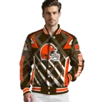 personalized cleveland browns chevron angles brown varsity jacket best selling.webp