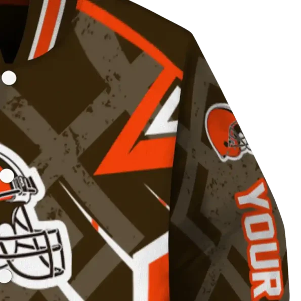 personalized cleveland browns chevron angles brown varsity jacket premium grade.webp