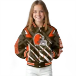 personalized cleveland browns chevron angles brown varsity jacket best selling.webp