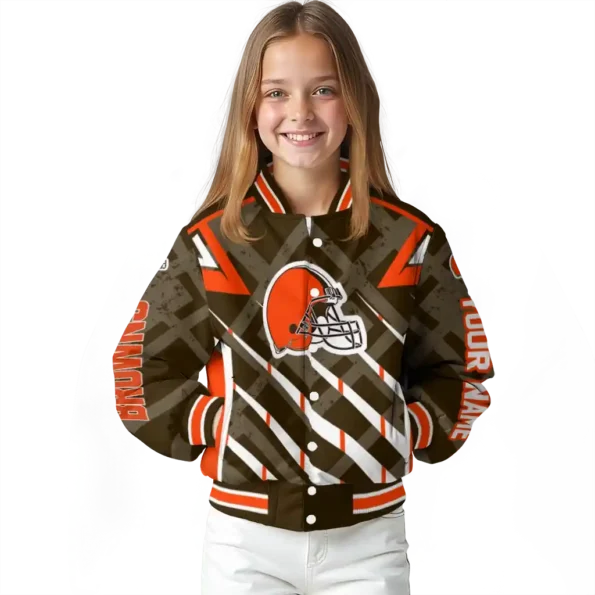personalized cleveland browns chevron angles brown varsity jacket top rated.webp