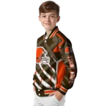 personalized cleveland browns chevron angles brown varsity jacket best selling.webp