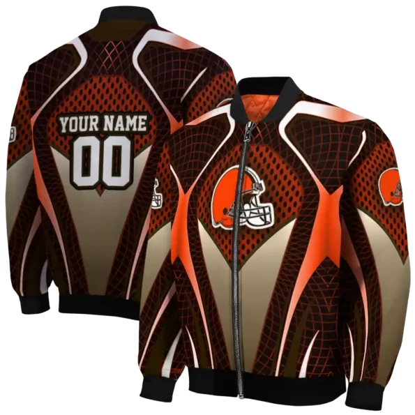 personalized cleveland browns mesh chest brown crocs black bomber jacket fashion forward