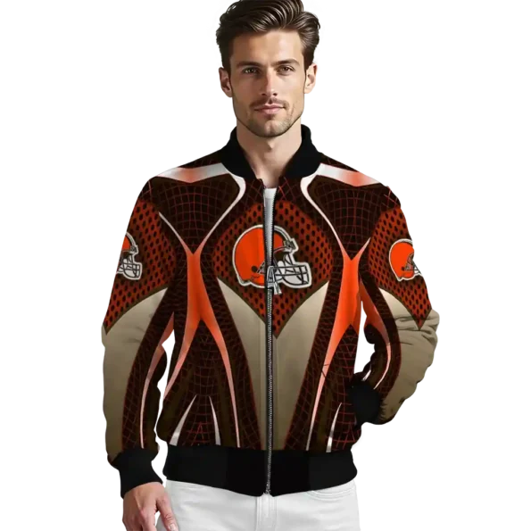 personalized cleveland browns mesh chest brown crocs black bomber jacket high quality