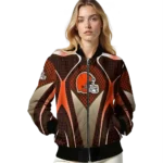 personalized cleveland browns mesh chest brown crocs black bomber jacket best selling