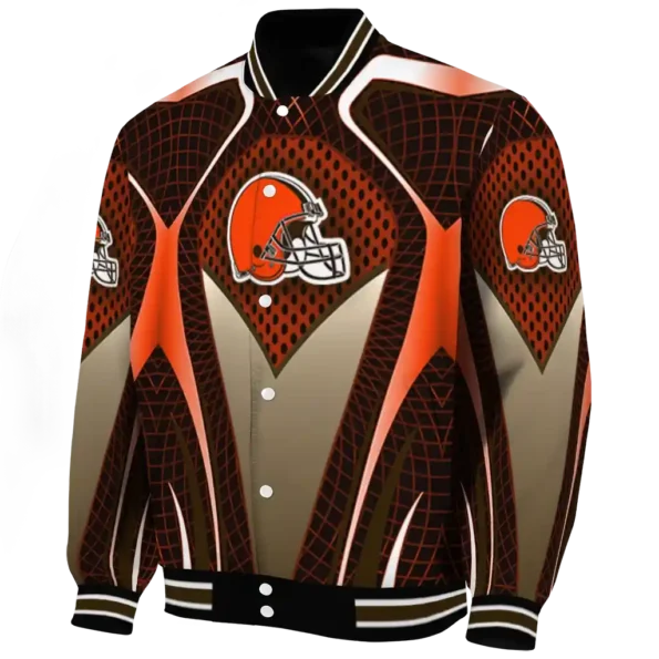 personalized cleveland browns mesh chest brown crocs black varsity jacket best selling.webp