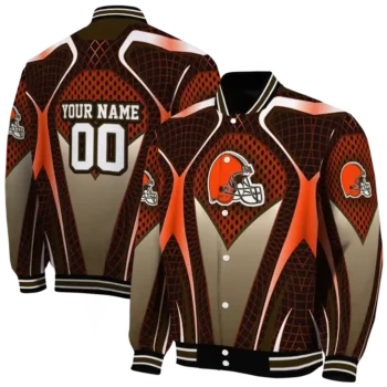 personalized cleveland browns mesh chest brown crocs black varsity jacket fashion forward.webp