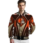personalized cleveland browns mesh chest brown crocs black varsity jacket best selling.webp