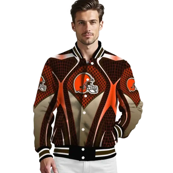 personalized cleveland browns mesh chest brown crocs black varsity jacket high quality.webp