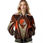 personalized cleveland browns mesh chest brown crocs black varsity jacket best selling.webp