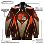 personalized cleveland browns mesh chest brown crocs black varsity jacket best selling.webp