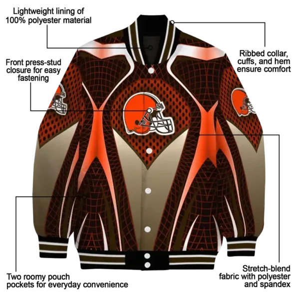 personalized cleveland browns mesh chest brown crocs black varsity jacket new arrival.webp