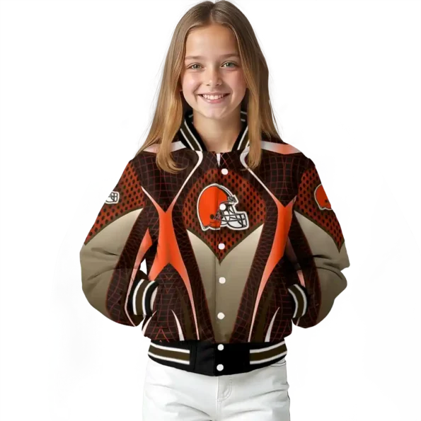 personalized cleveland browns mesh chest brown crocs black varsity jacket top rated.webp