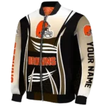 personalized cleveland browns mesh effect brown black bomber jacket best selling