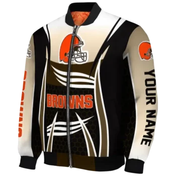 personalized cleveland browns mesh effect brown black bomber jacket best selling