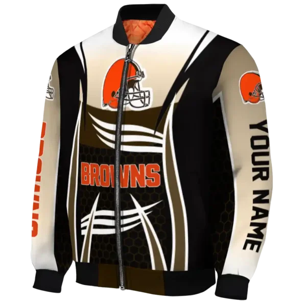 personalized cleveland browns mesh effect brown black bomber jacket best selling