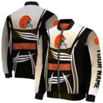 personalized cleveland browns mesh effect brown black bomber jacket best selling