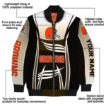personalized cleveland browns mesh effect brown black bomber jacket best selling
