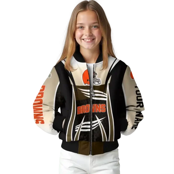 personalized cleveland browns mesh effect brown black bomber jacket top rated
