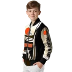 personalized cleveland browns mesh effect brown black bomber jacket best selling