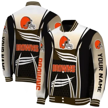 personalized cleveland browns mesh effect brown black varsity jacket fashion forward.webp