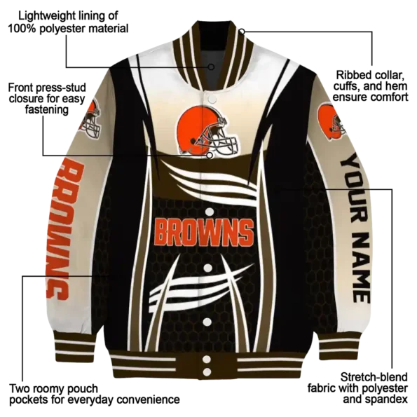 personalized cleveland browns mesh effect brown black varsity jacket new arrival.webp