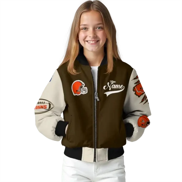 personalized cleveland browns razorback outline brown nude bomber jacket top rated