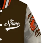 personalized cleveland browns razorback outline brown nude varsity jacket best selling.webp