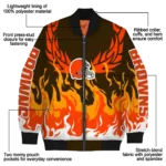 personalized cleveland browns winged blaze brown white bomber jacket best selling