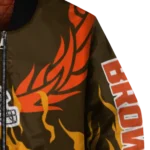 personalized cleveland browns winged blaze brown white bomber jacket best selling