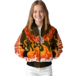 personalized cleveland browns winged blaze brown white bomber jacket best selling