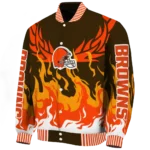 personalized cleveland browns winged blaze brown white varsity jacket best selling.webp