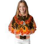 personalized cleveland browns winged blaze brown white varsity jacket best selling.webp
