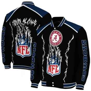 personalized dallas cowboys claw blood blue black varsity jacket fashion forward.webp