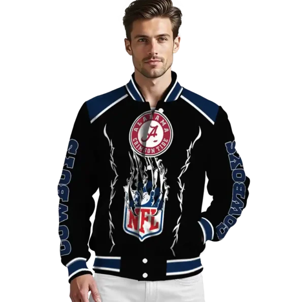personalized dallas cowboys claw blood blue black varsity jacket high quality.webp