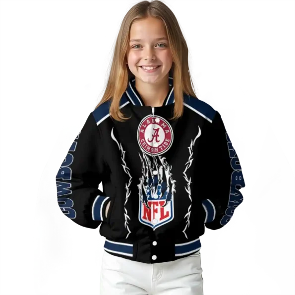 personalized dallas cowboys claw blood blue black varsity jacket top rated.webp