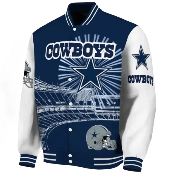 personalized dallas cowboys ferris arena blue white varsity jacket best selling.webp