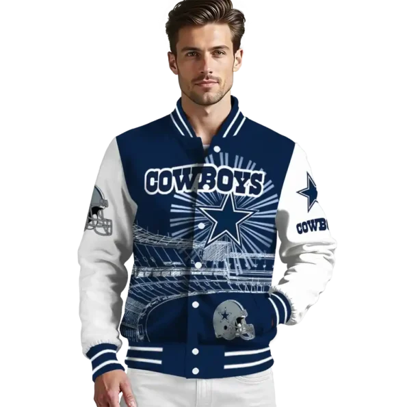 personalized dallas cowboys ferris arena blue white varsity jacket high quality.webp