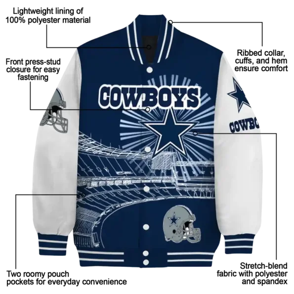 personalized dallas cowboys ferris arena blue white varsity jacket new arrival.webp