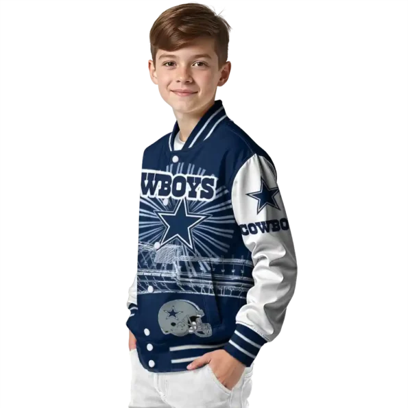 personalized dallas cowboys ferris arena blue white varsity jacket trendy.webp
